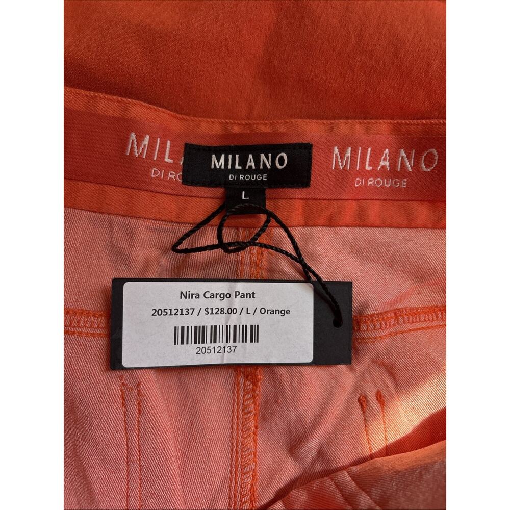 NEW Milano Di Rouge Nira Cargo Pant Women's Large Orange Stretch Logo Streetwear - Picture 7 of 10